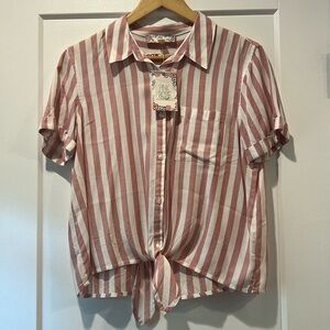 Crop front tie blouse